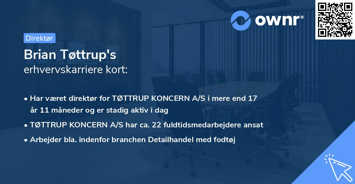 Brian Tøttrup's erhvervskarriere kort