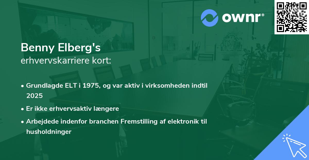 Benny Elberg's erhvervskarriere kort