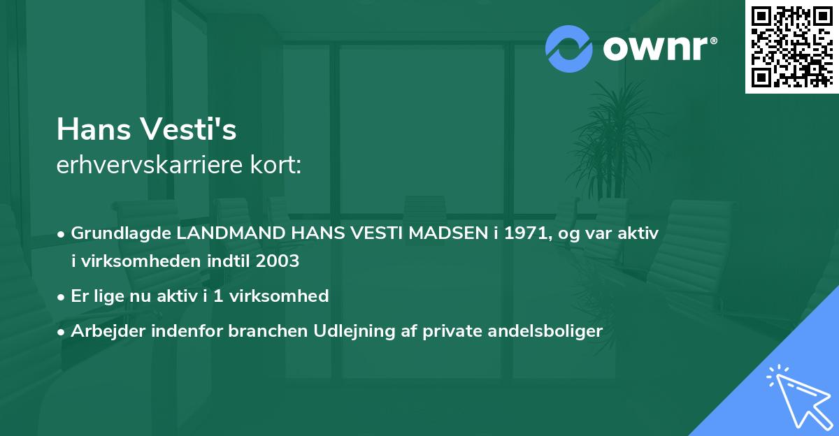 Hans Vesti's erhvervskarriere kort