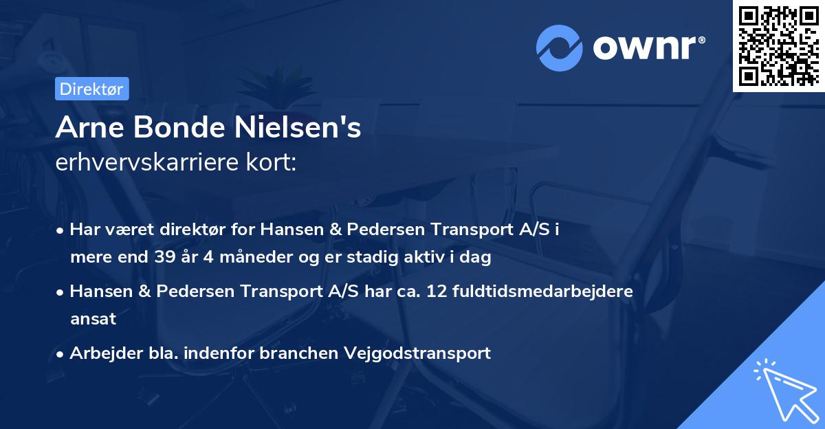 Arne Bonde Nielsen's erhvervskarriere kort