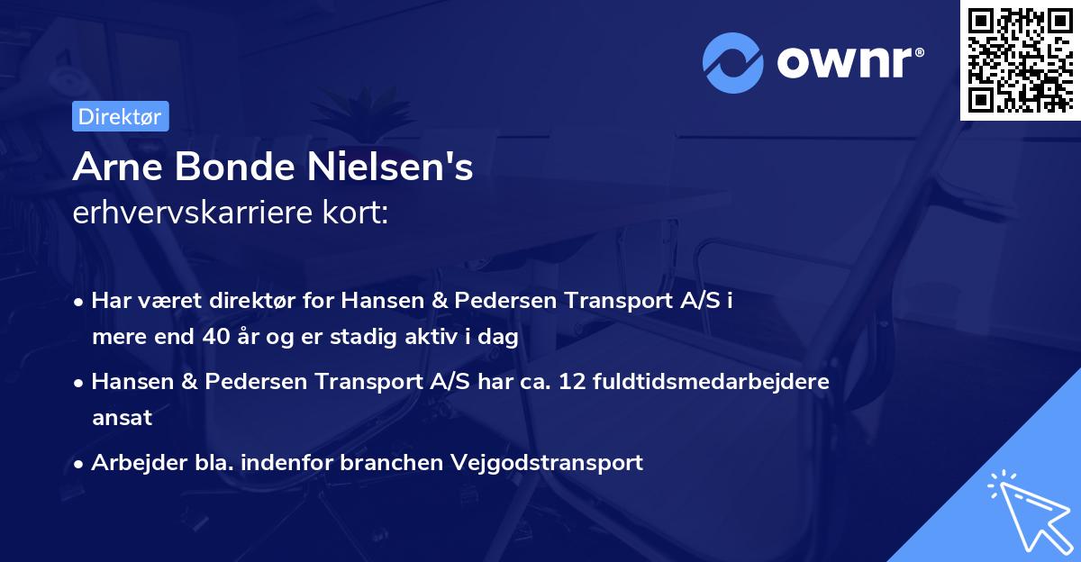 Arne Bonde Nielsen's erhvervskarriere kort