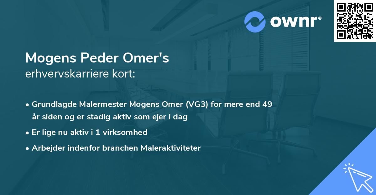 Mogens Peder Omer's erhvervskarriere kort