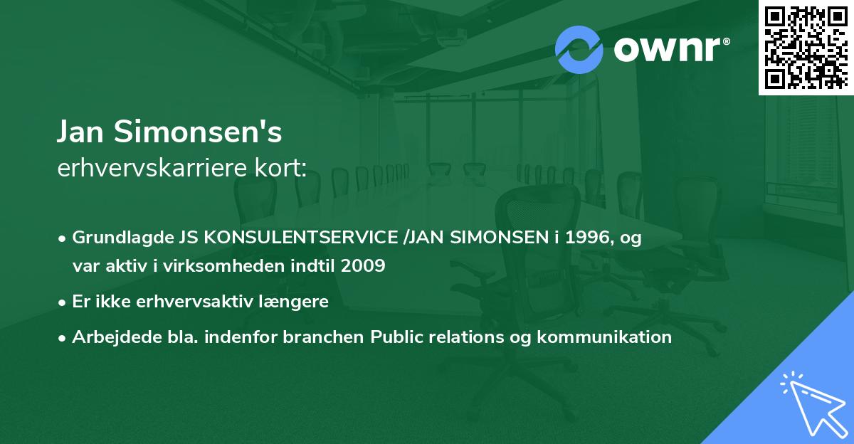 Jan Simonsen's erhvervskarriere kort
