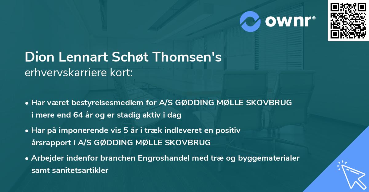 Dion Lennart Schøt Thomsen's erhvervskarriere kort
