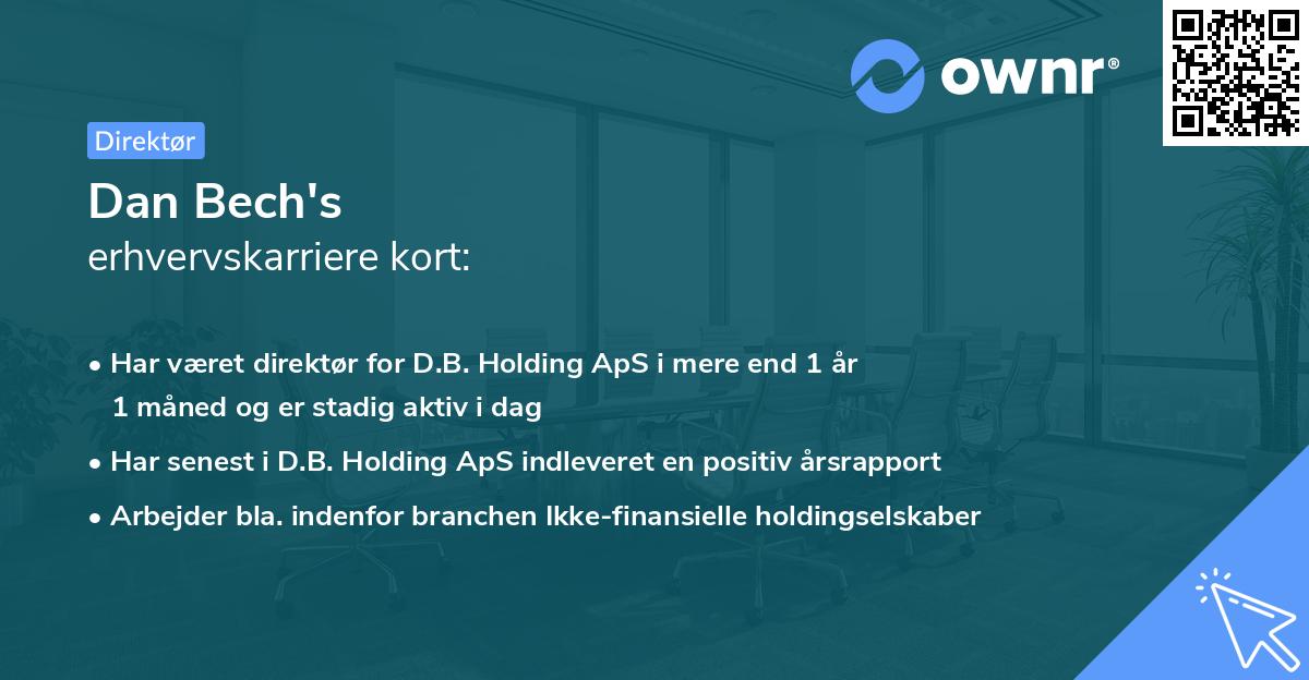 Dan Bech's erhvervskarriere kort