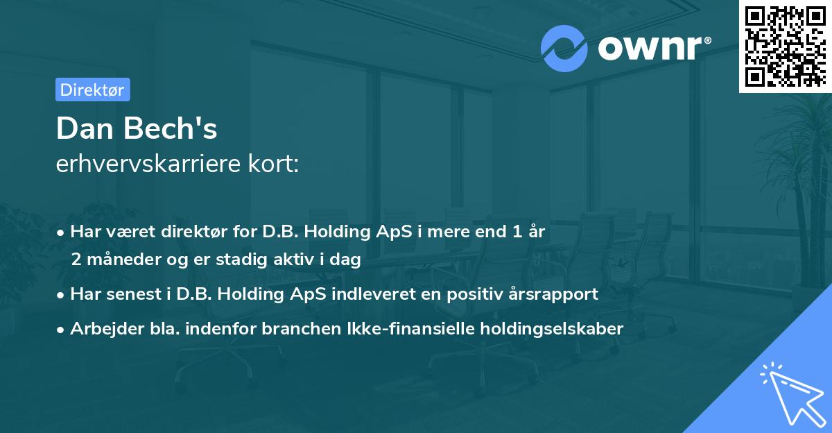 Dan Bech's erhvervskarriere kort