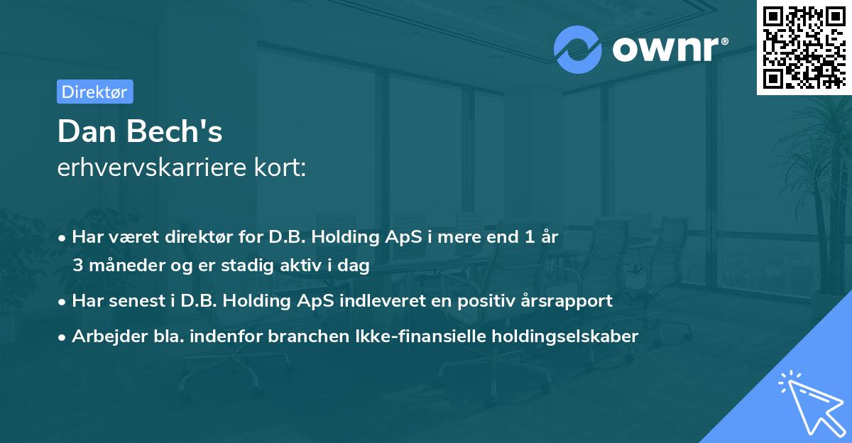Dan Bech's erhvervskarriere kort