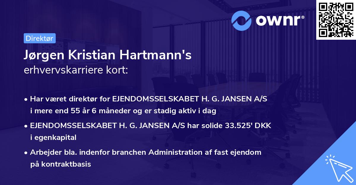 Jørgen Kristian Hartmann's erhvervskarriere kort