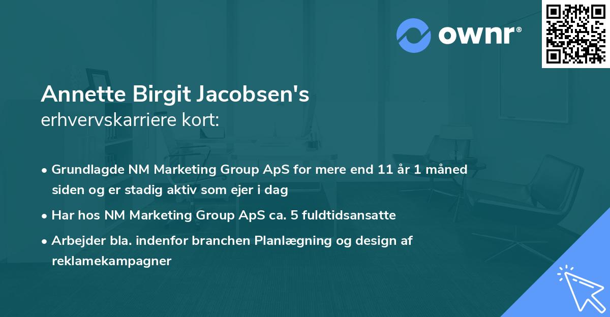 Annette Birgit Jacobsen's erhvervskarriere kort