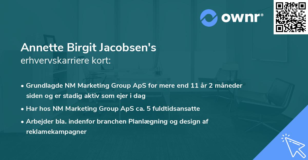 Annette Birgit Jacobsen's erhvervskarriere kort