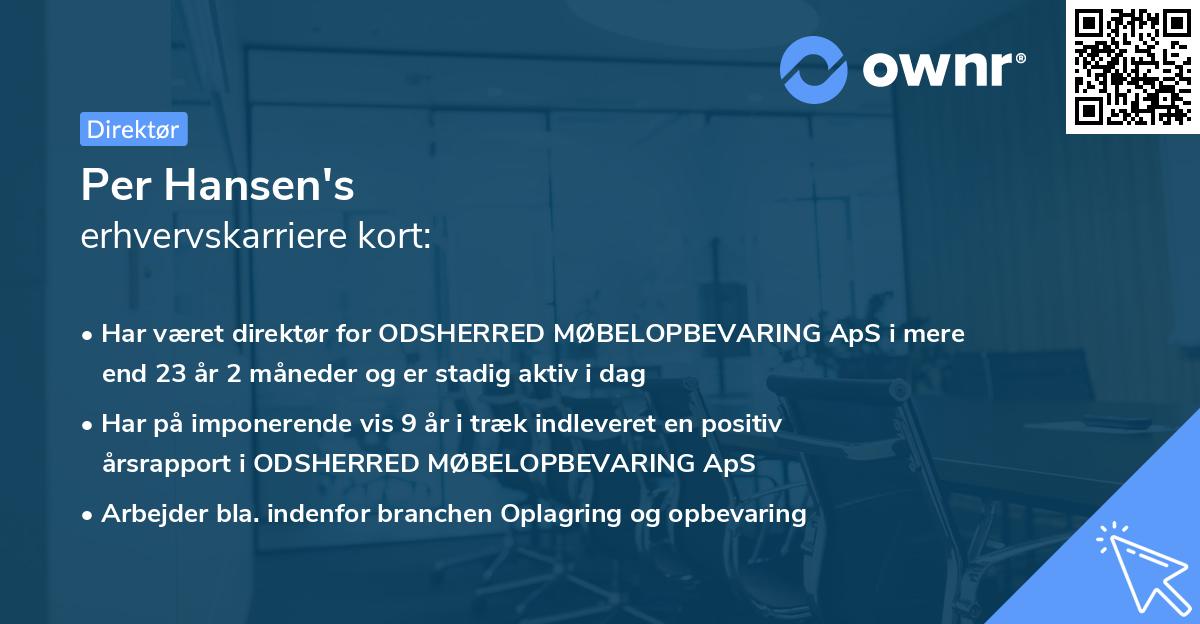 Per Hansen's erhvervskarriere kort