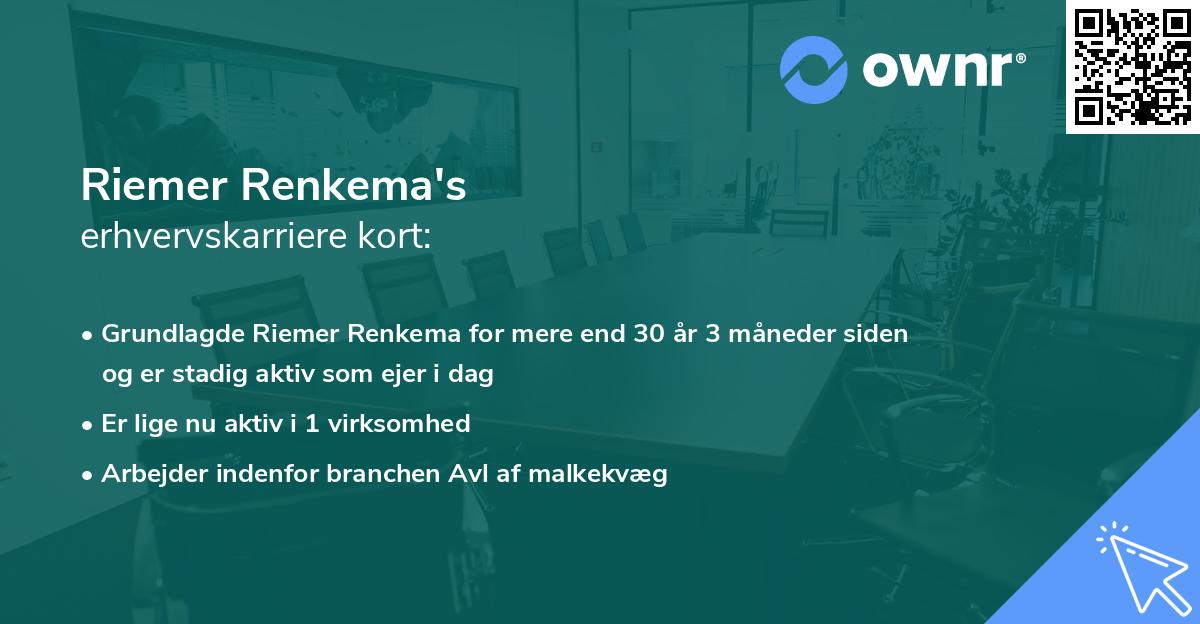 Riemer Renkema's erhvervskarriere kort