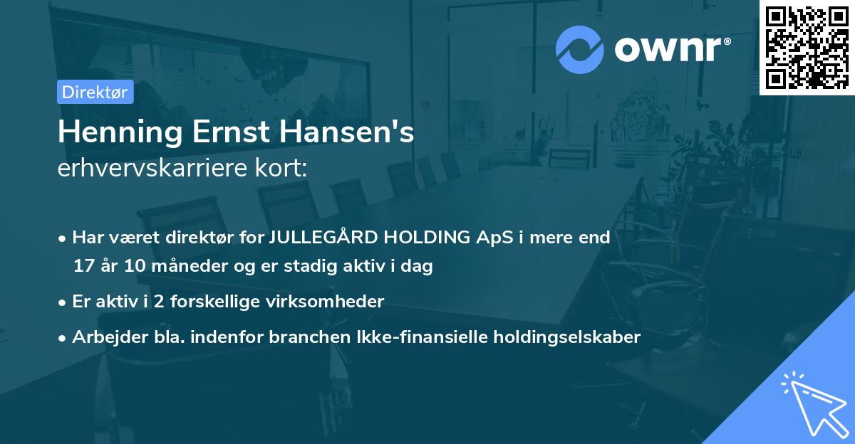 Henning Ernst Hansen's erhvervskarriere kort