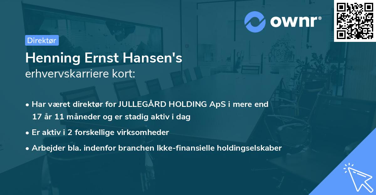 Henning Ernst Hansen's erhvervskarriere kort