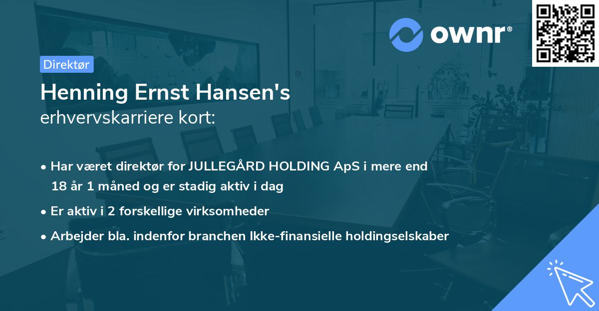 Henning Ernst Hansen's erhvervskarriere kort