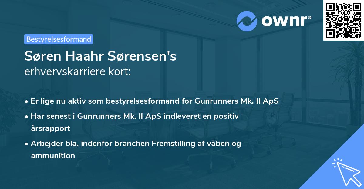 Søren Haahr Sørensen's erhvervskarriere kort