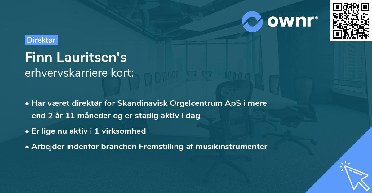 Finn Lauritsen's erhvervskarriere kort