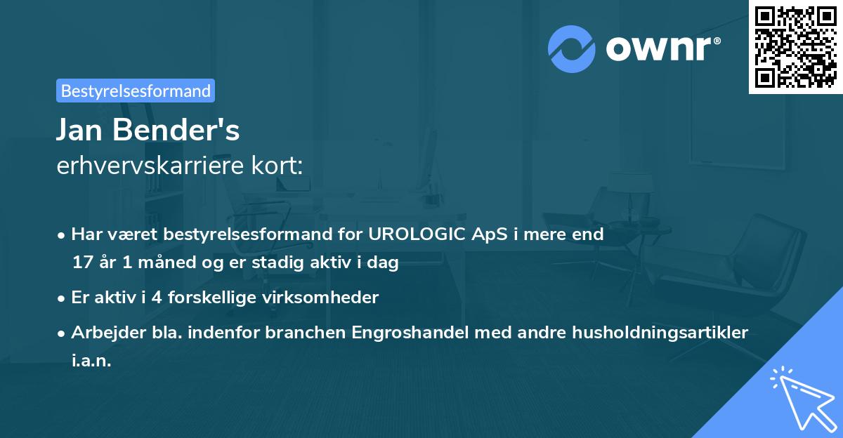 Jan Bender's erhvervskarriere kort