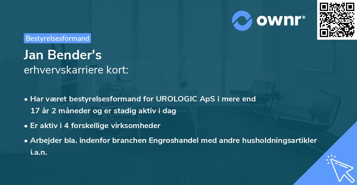 Jan Bender's erhvervskarriere kort