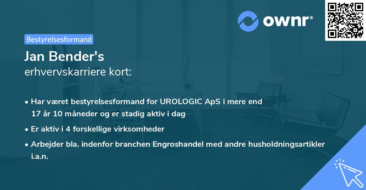 Jan Bender's erhvervskarriere kort