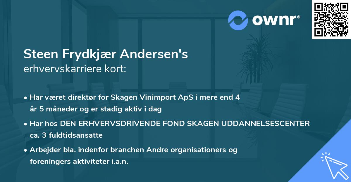 Steen Frydkjær Andersen's erhvervskarriere kort