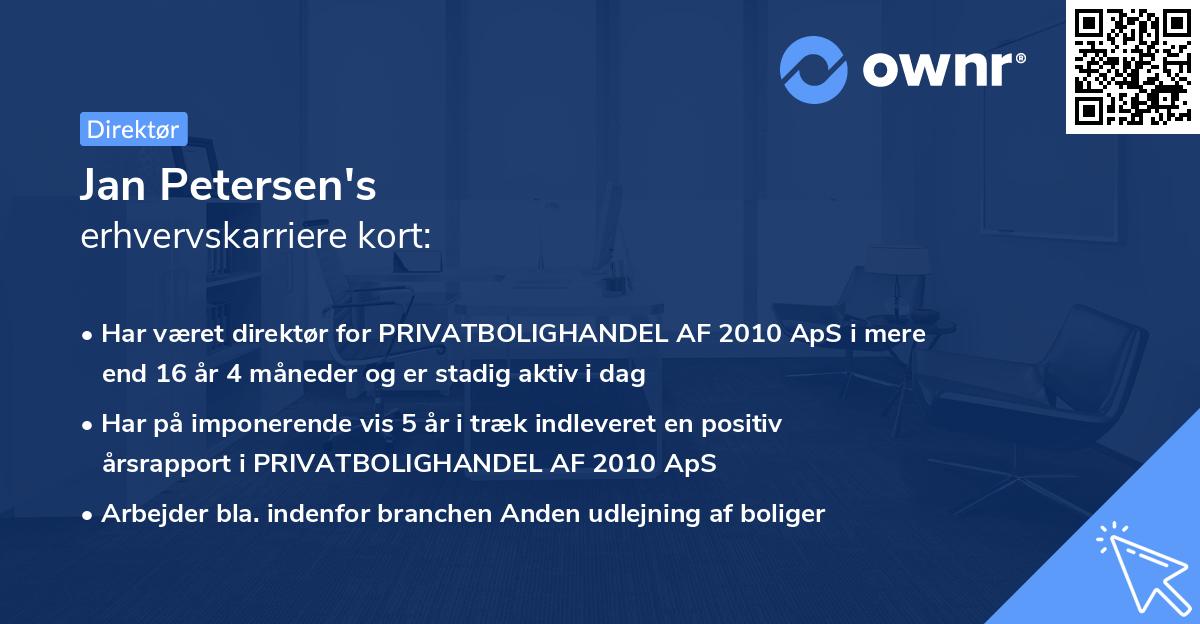 Jan Petersen's erhvervskarriere kort