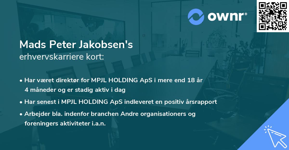 Mads Peter Jakobsen's erhvervskarriere kort