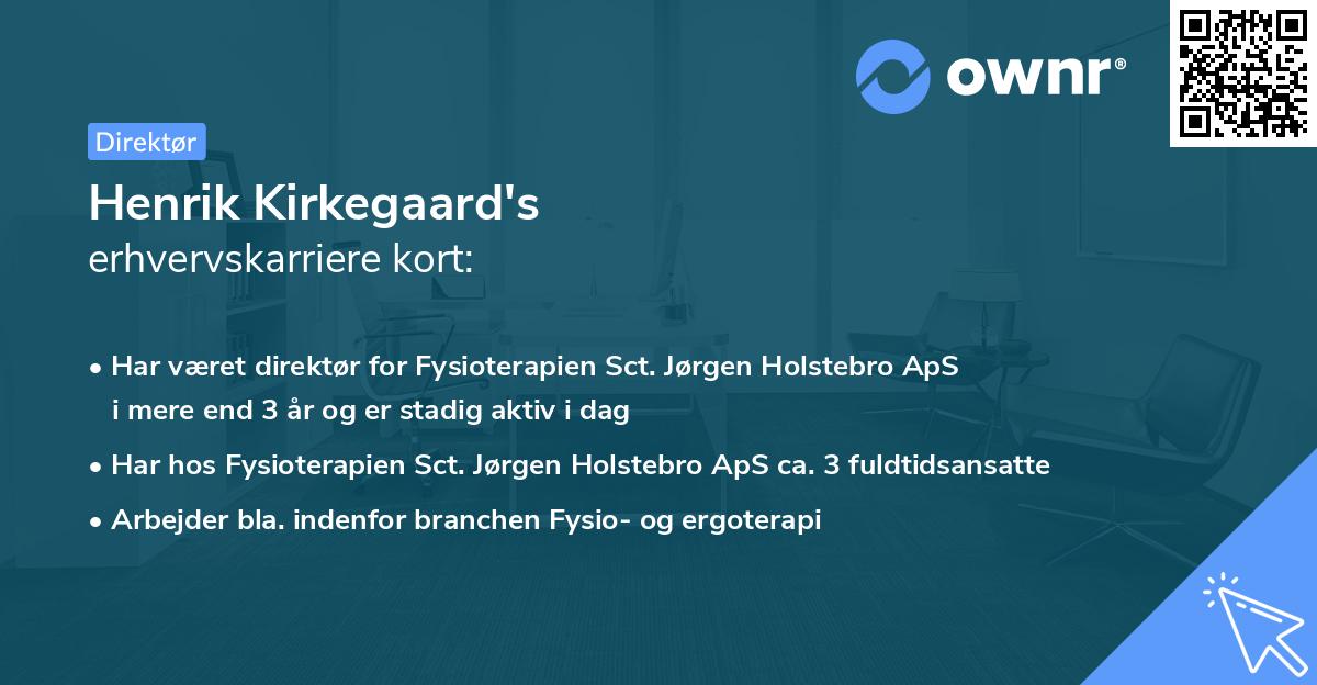 Henrik Kirkegaard's erhvervskarriere kort