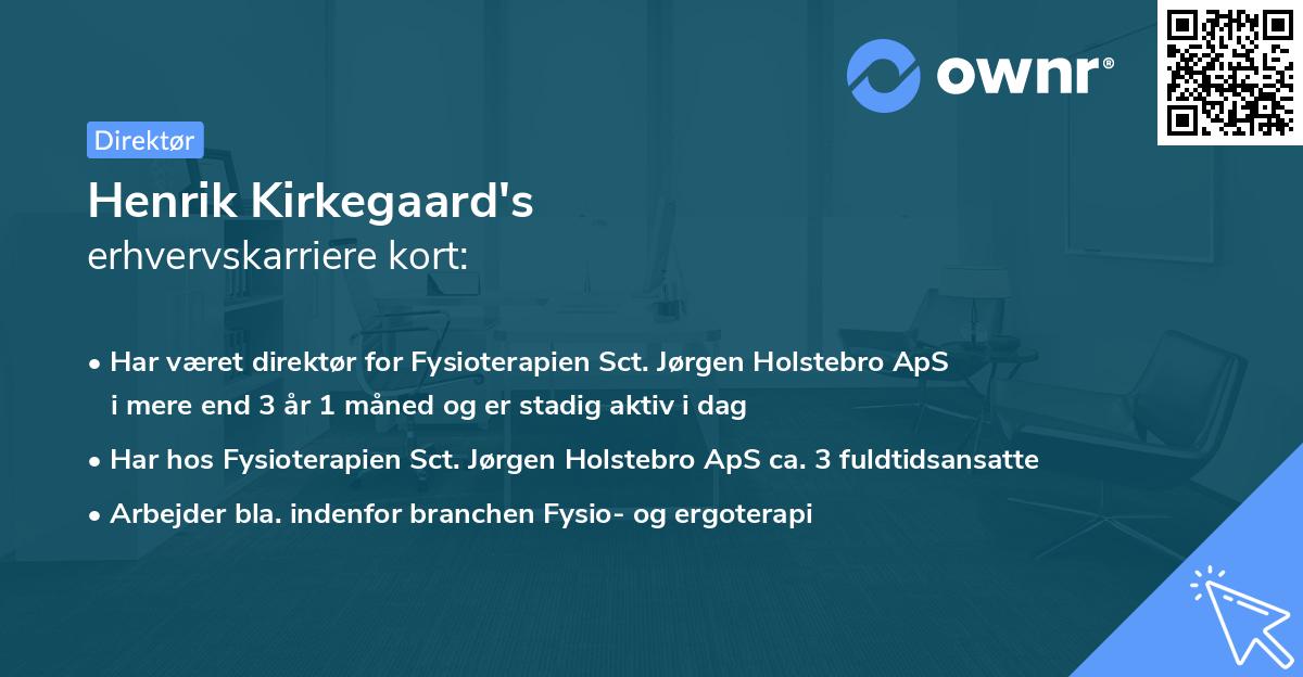 Henrik Kirkegaard's erhvervskarriere kort