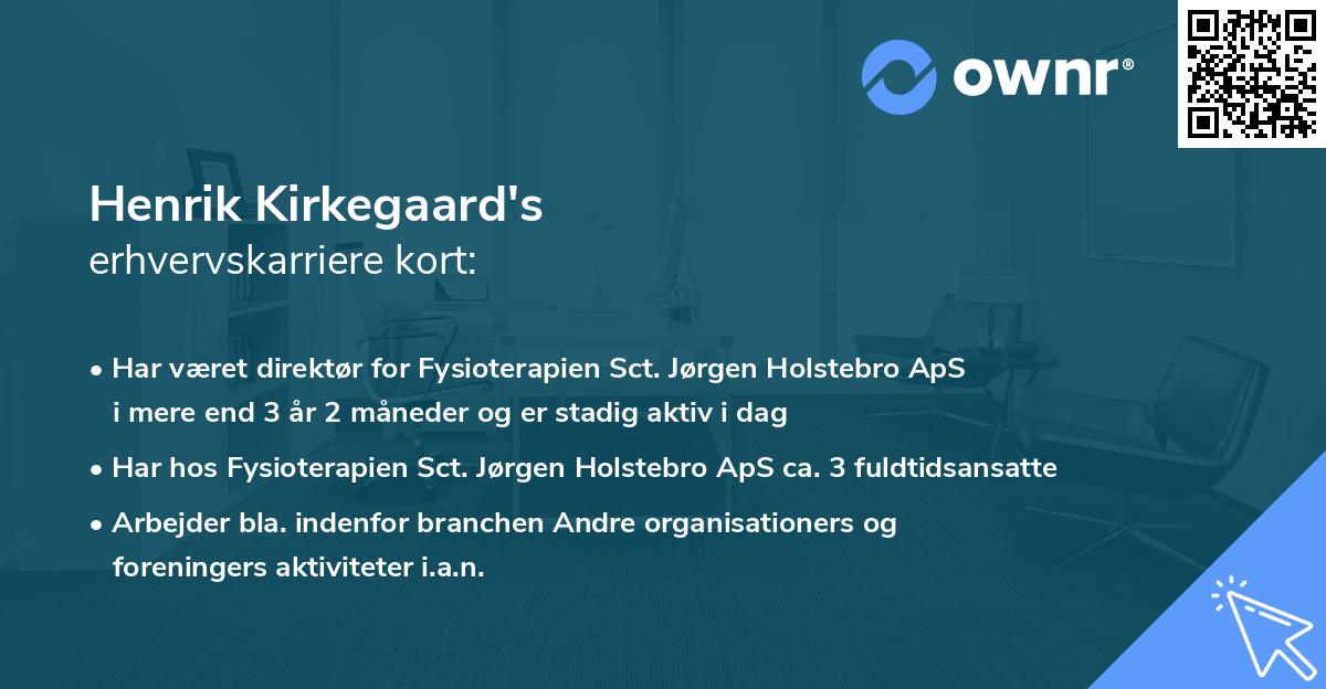 Henrik Kirkegaard's erhvervskarriere kort