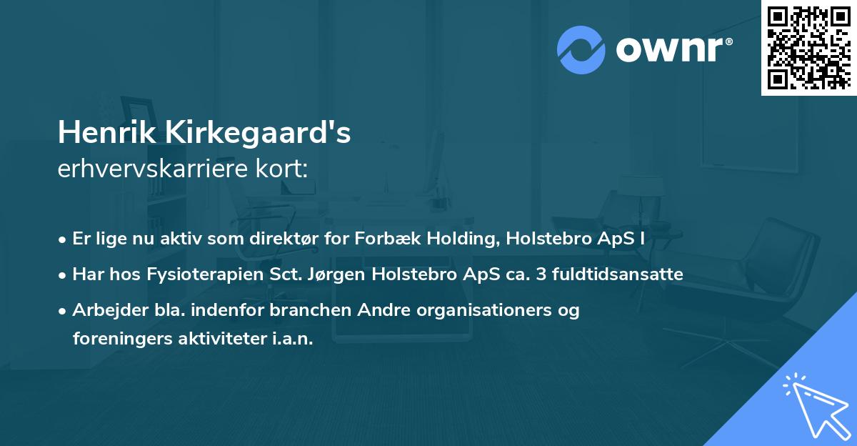 Henrik Kirkegaard's erhvervskarriere kort