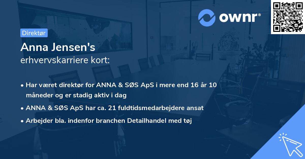 Anna Jensen's erhvervskarriere kort