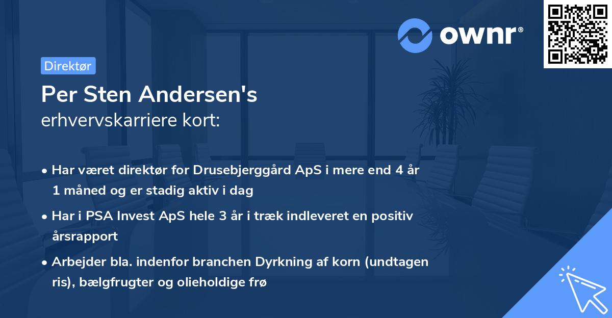 Per Sten Andersen's erhvervskarriere kort