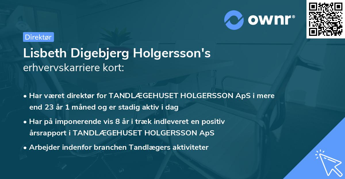 Lisbeth Digebjerg Holgersson's erhvervskarriere kort