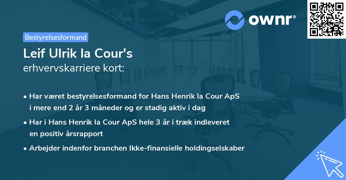 Leif Ulrik la Cour's erhvervskarriere kort