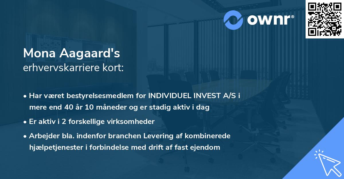 Mona Aagaard's erhvervskarriere kort