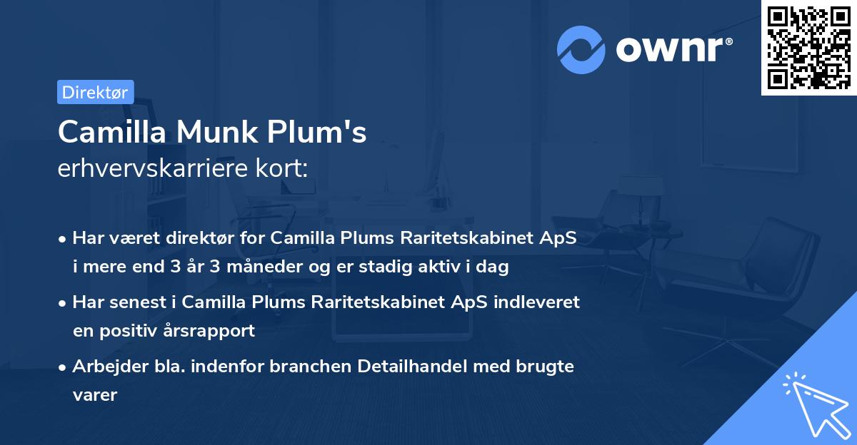 Camilla Munk Plum's erhvervskarriere kort