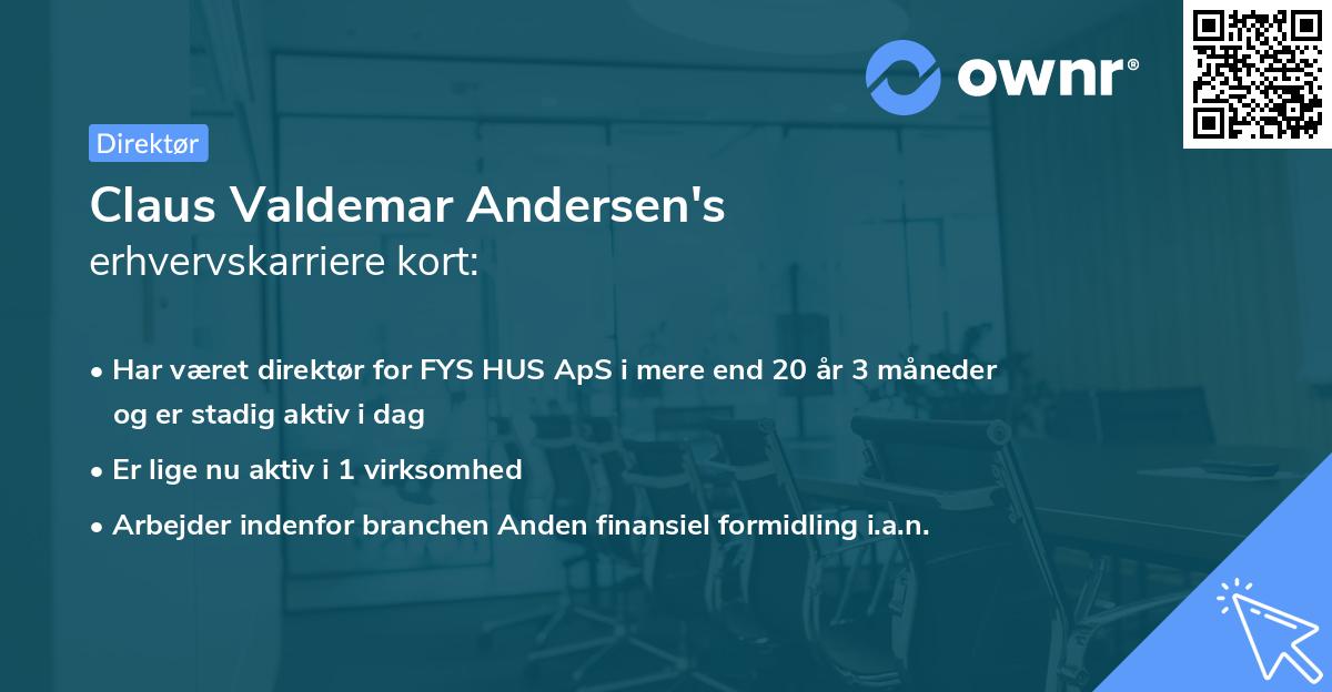 Claus Valdemar Andersen's erhvervskarriere kort