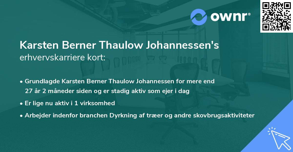 Karsten Berner Thaulow Johannessen's erhvervskarriere kort