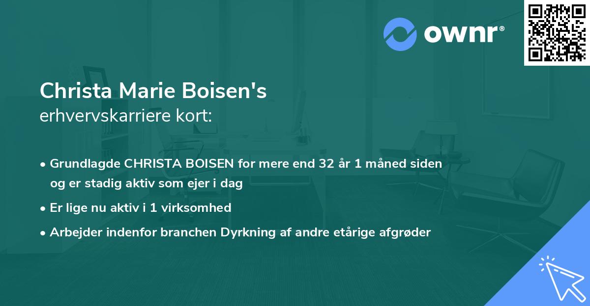 Christa Marie Boisen's erhvervskarriere kort