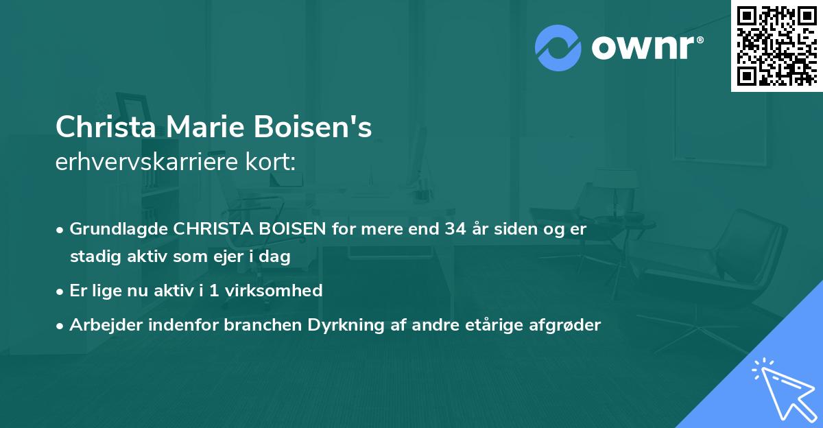 Christa Marie Boisen's erhvervskarriere kort