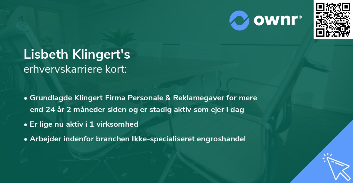 Lisbeth Klingert's erhvervskarriere kort