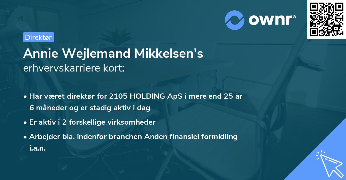 Annie Wejlemand Mikkelsen's erhvervskarriere kort