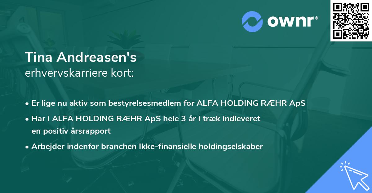 Tina Andreasen's erhvervskarriere kort