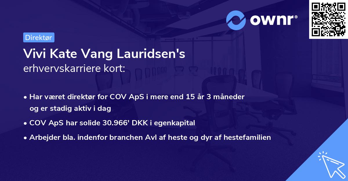 Vivi Kate Vang Lauridsen's erhvervskarriere kort