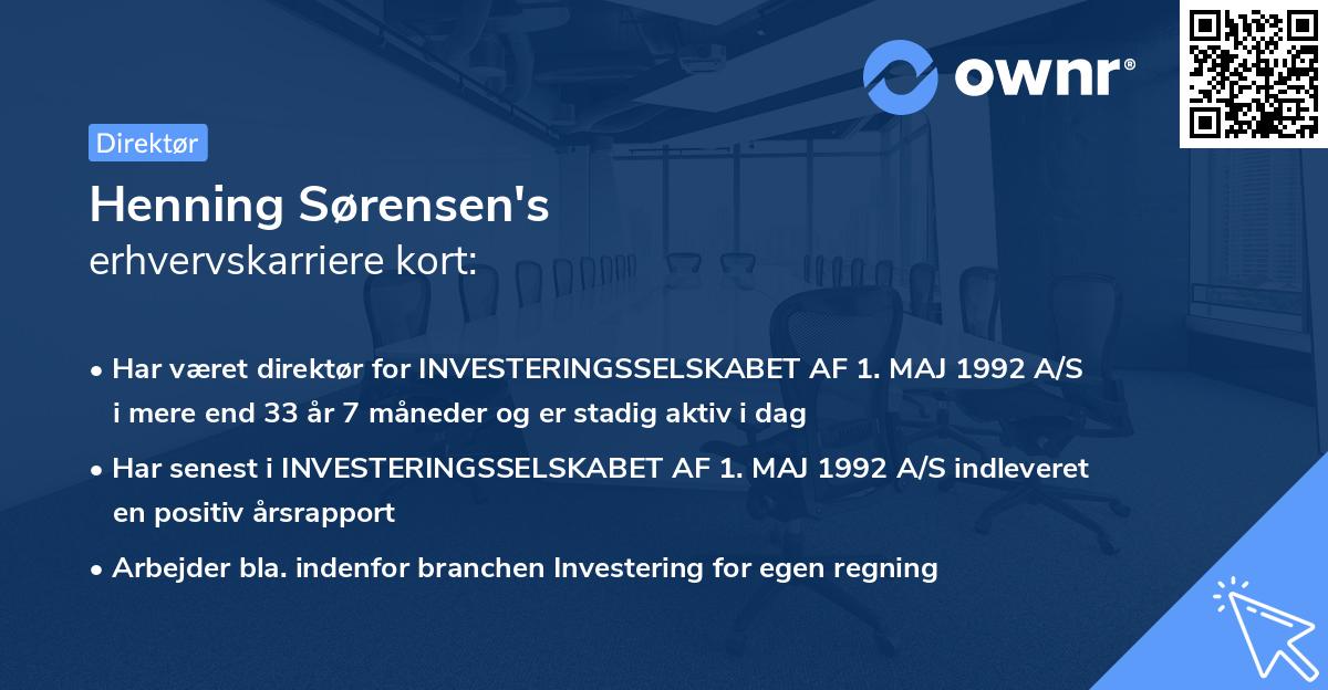 Henning Sørensen's erhvervskarriere kort