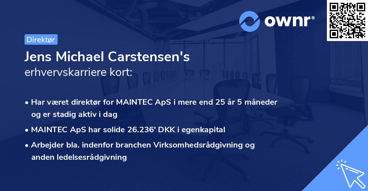 Jens Michael Carstensen's erhvervskarriere kort