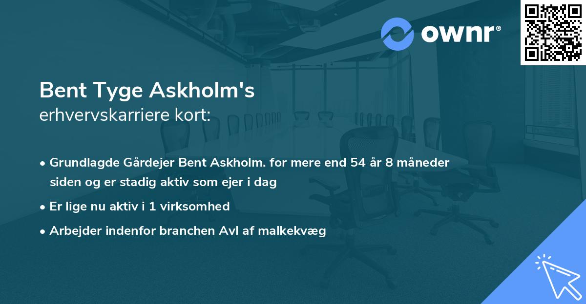 Bent Tyge Askholm's erhvervskarriere kort