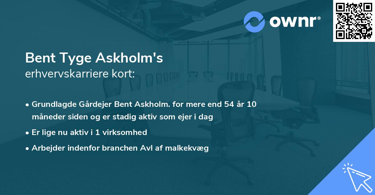Bent Tyge Askholm's erhvervskarriere kort