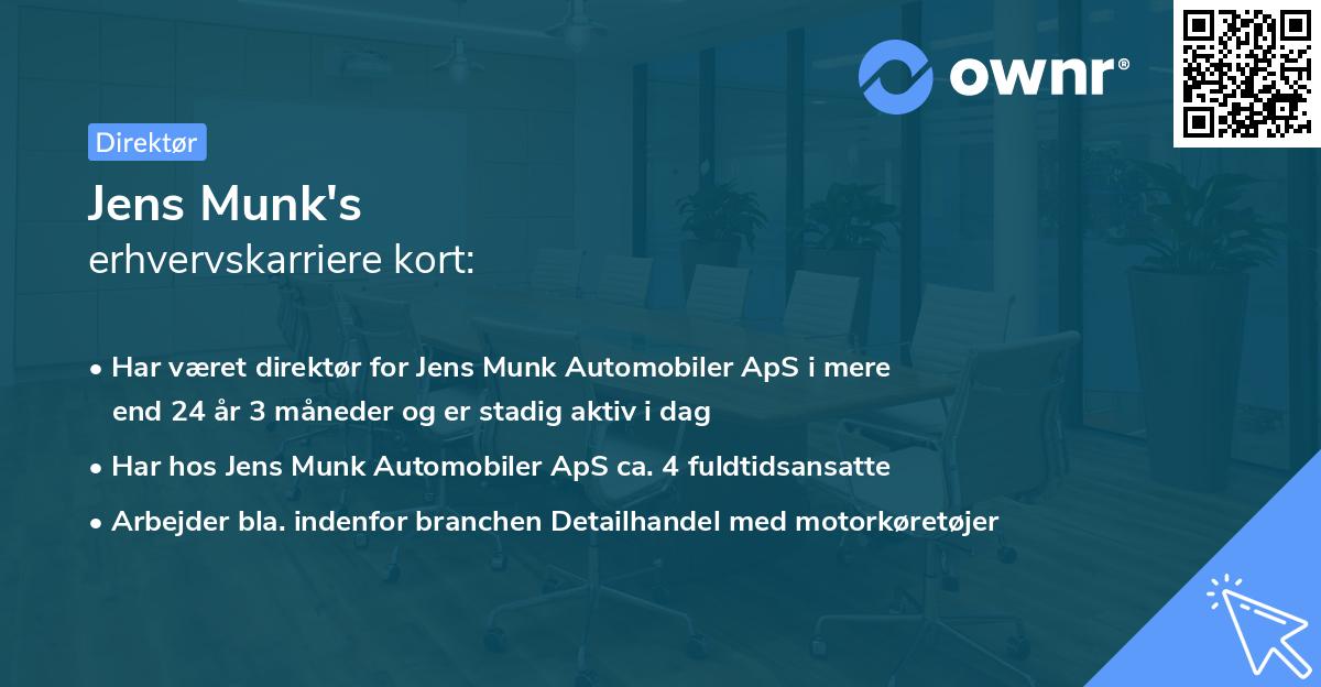 Jens Munk's erhvervskarriere kort